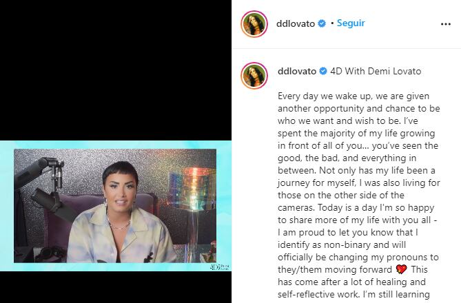 Demi Lovato se identifica como persona no binaria.