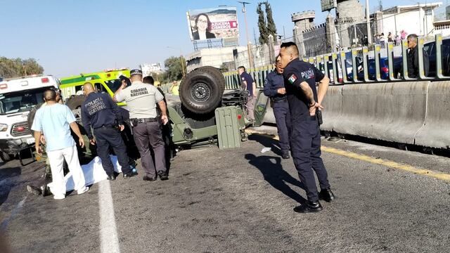 ¿Qué pasó en la autopista México-Pachuca? Vuelca vehículo de la Sedena y hay un militar muerto