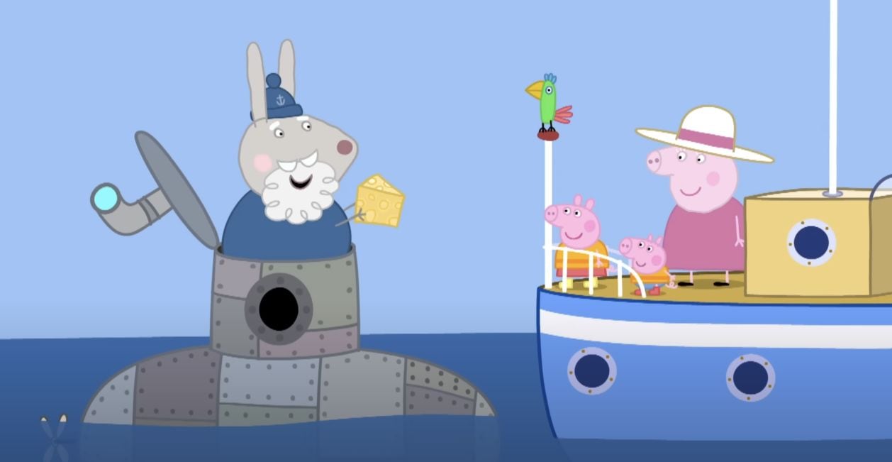 Peppa Pig juega en la lluvia
