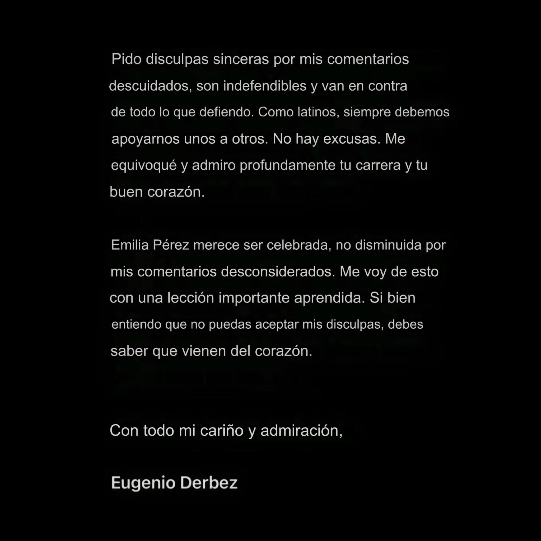 Eugenio Derbez se disculpa con Selena Gómez por críticas a su actuación en Emilia Pérez