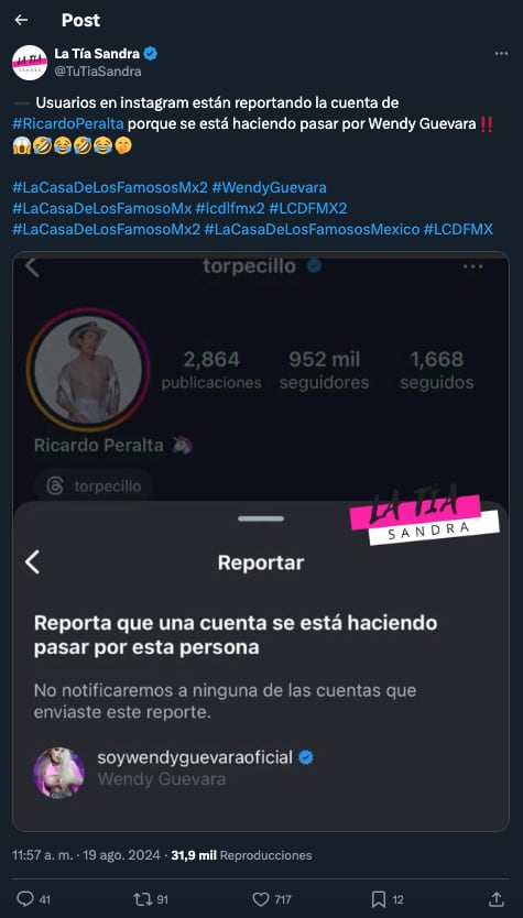 Reportan la cuenta de Ricardo Peralta en Instagram