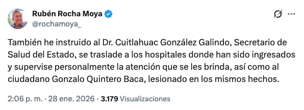 Rubén Rocha ordena acciones por ataque contra sede de MC