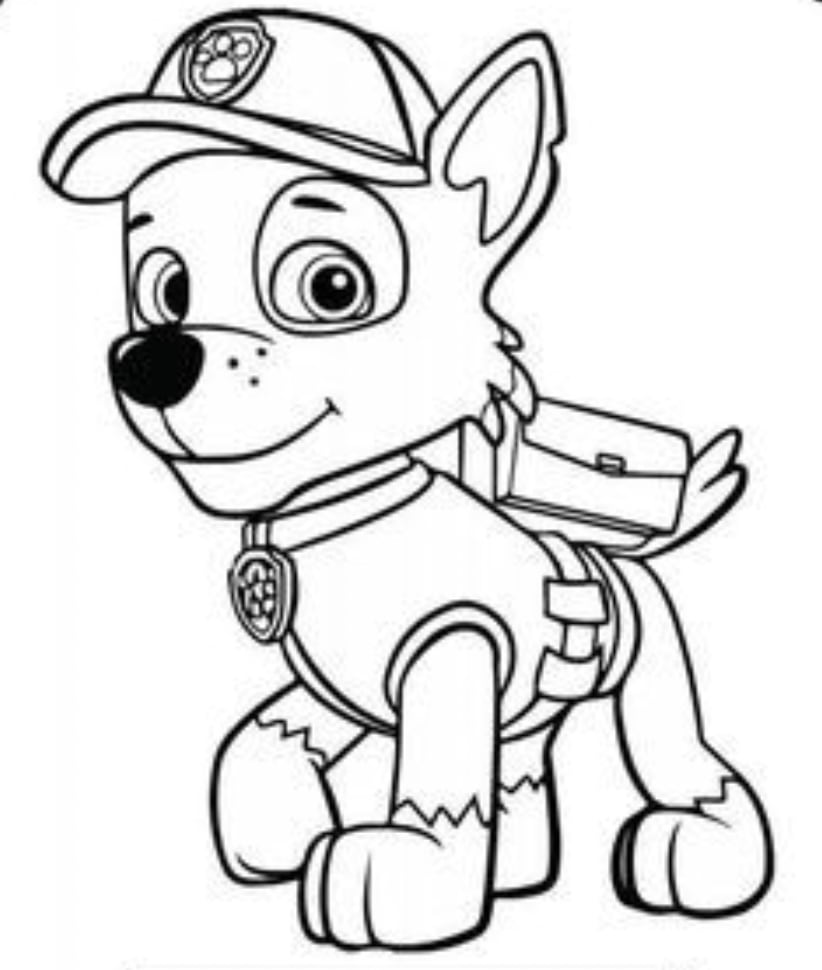 Rocky de Paw Patrol para colorear en pose