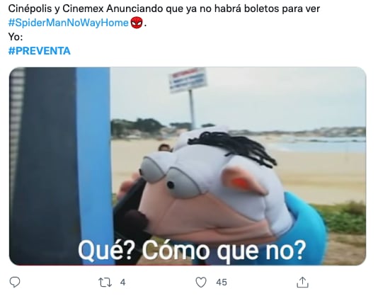 Memes de la caída de Cinépolis y Cinemex  tras la preventa de 'Spider-Man: No Way Home'