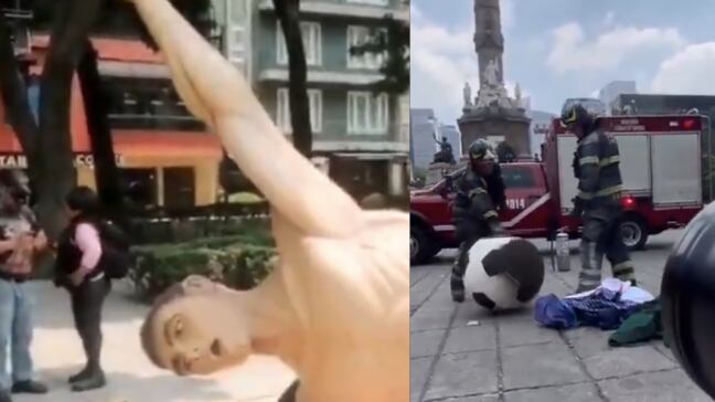 CNTE vandaliza exhibición del Mundial 2026 en CDMX; queman balón y derriban figuras en Reforma