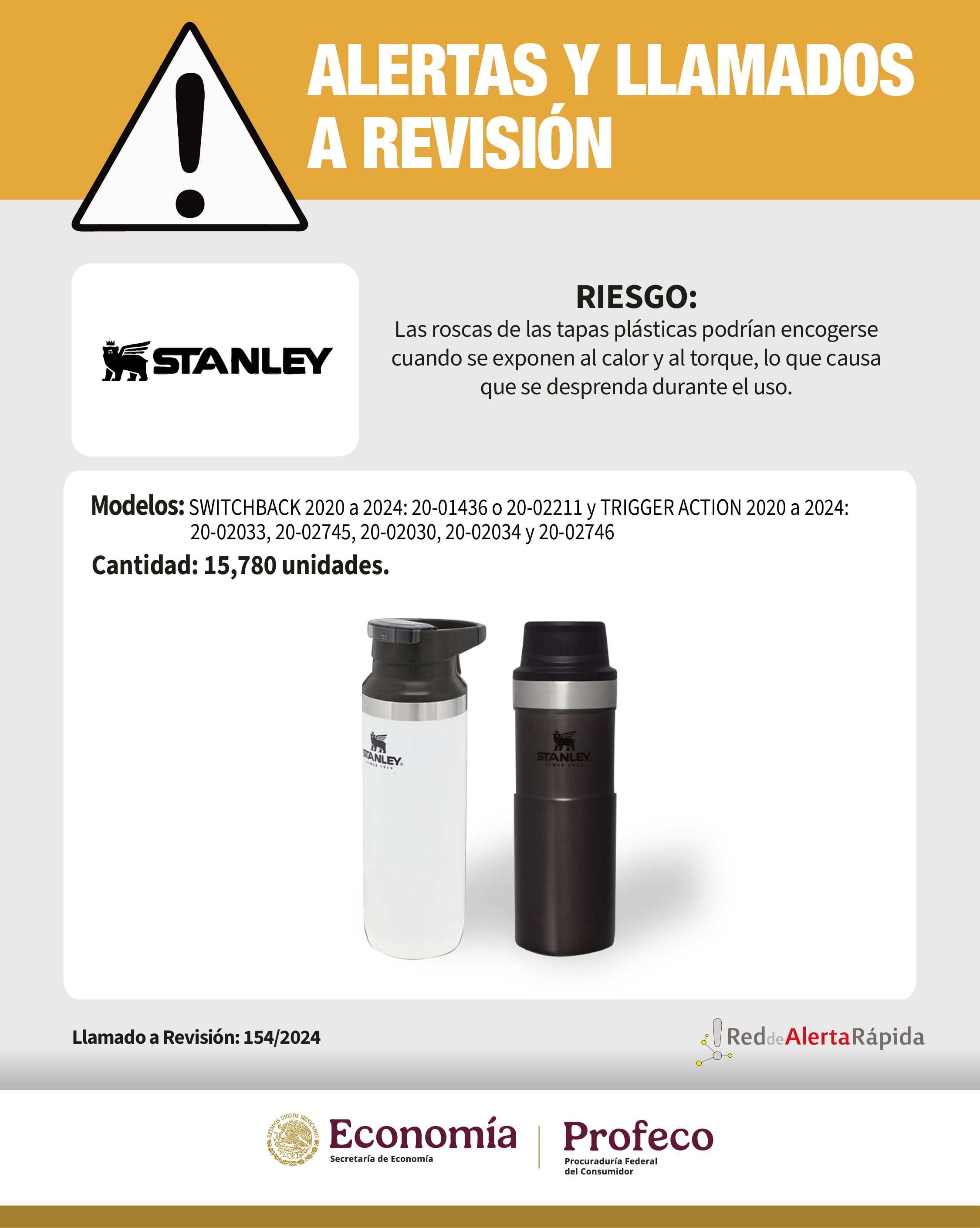 Profeco pide revisión de termo Stanley por problemas con la tapa