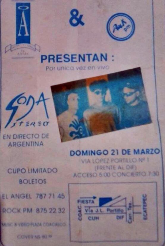 Boleto del concierto de Soda Stereo en Ecatepec