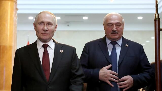 Presidentes de Bielorrusia, Alexandr Lukashenko, y Rusia, Vladimir Putin