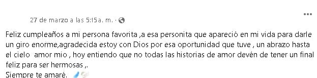 Mensaje compartido por la novia de Alan Rangel, ganador de MasterChef México.