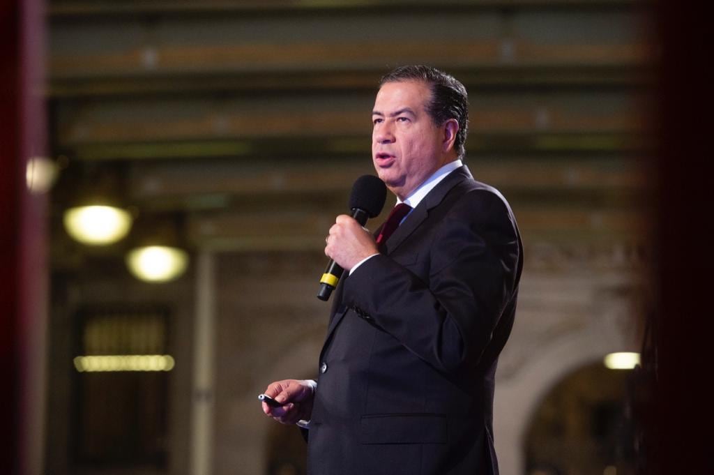 Ricardo Mejía Berdeja en la conferencia mañanera de AMLO en Palacio Nacional
