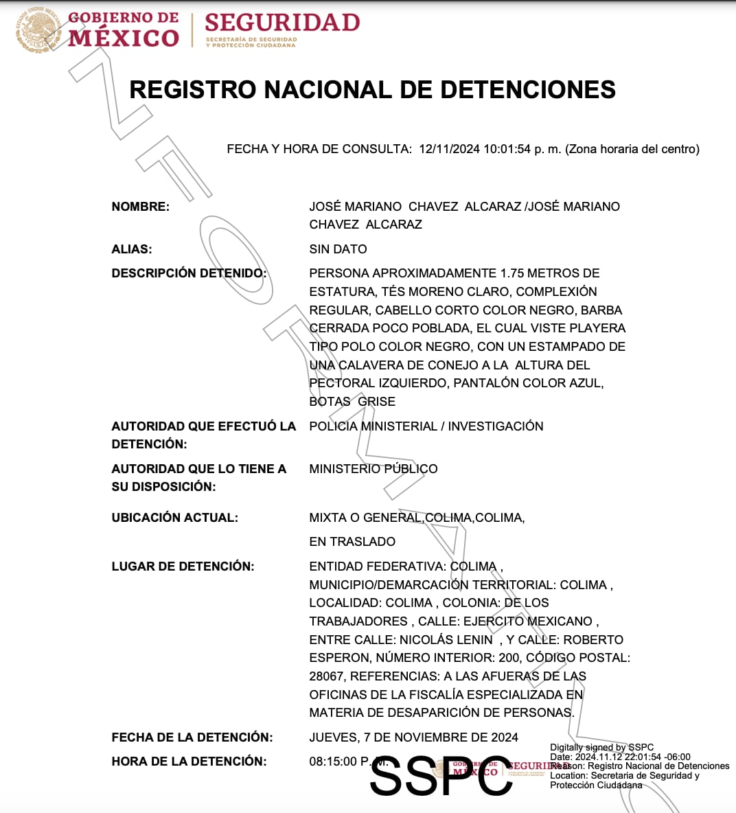 José Mariano ya estaría detenido