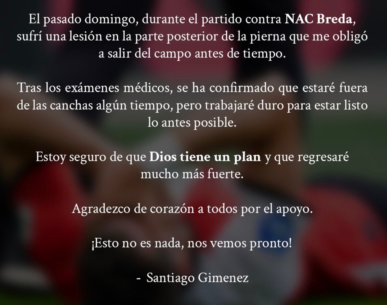 Comunicado Santiago Giménez