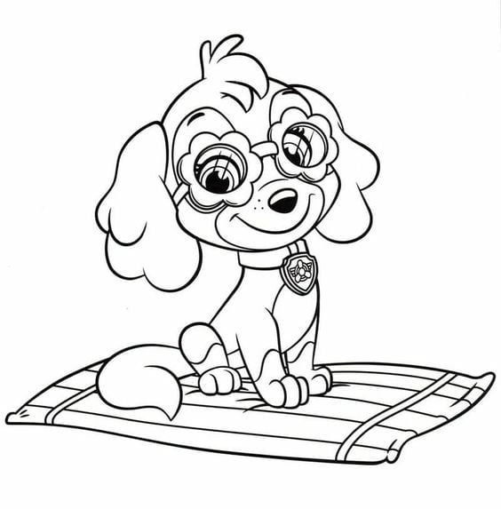 Dibujos de Skye, la perrita de Paw Patrol, con temática de primavera