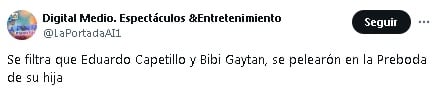 Eduardo Capetillo y Biby Gaytán se habrían peleado en la preboda de su hija.