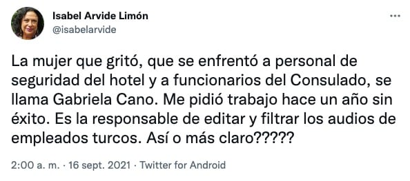 Tuit de Isabel Arvide