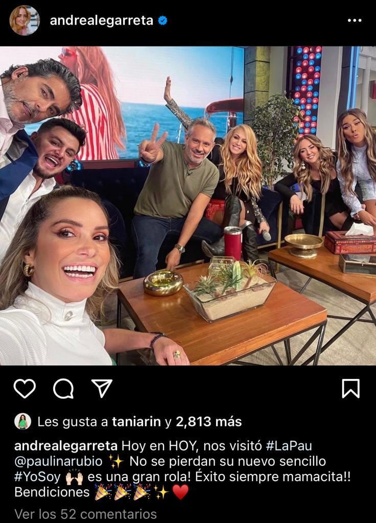 Paulina Rubio y conductores del programa Hoy