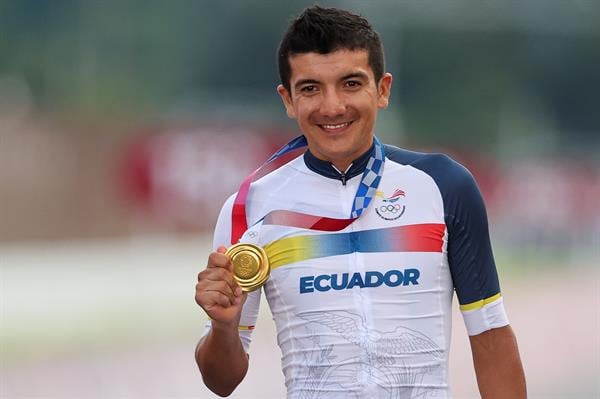 Richard Carapaz, ganador de la medalla de oro en ciclismo de ruta