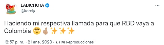 Karol G se entera de que RBD no irá a Colombia en su tour 2023.
