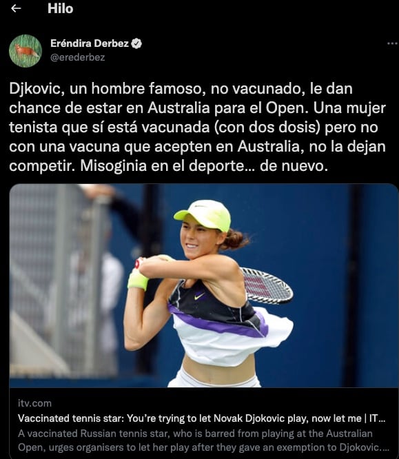 Natalia Vikhlyantseva no jugará en Australia pese a estar vacunada.