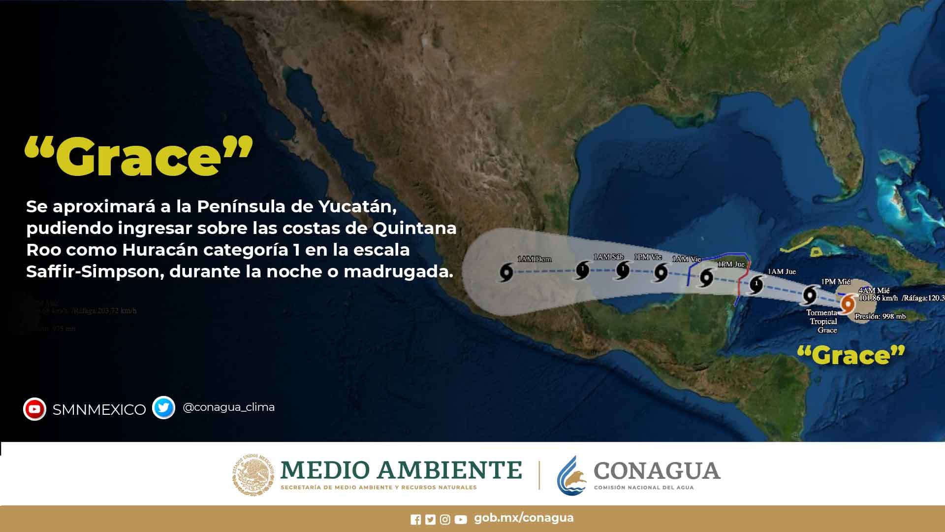 Grace entrará en Quintana Roo como huracán categoría 1