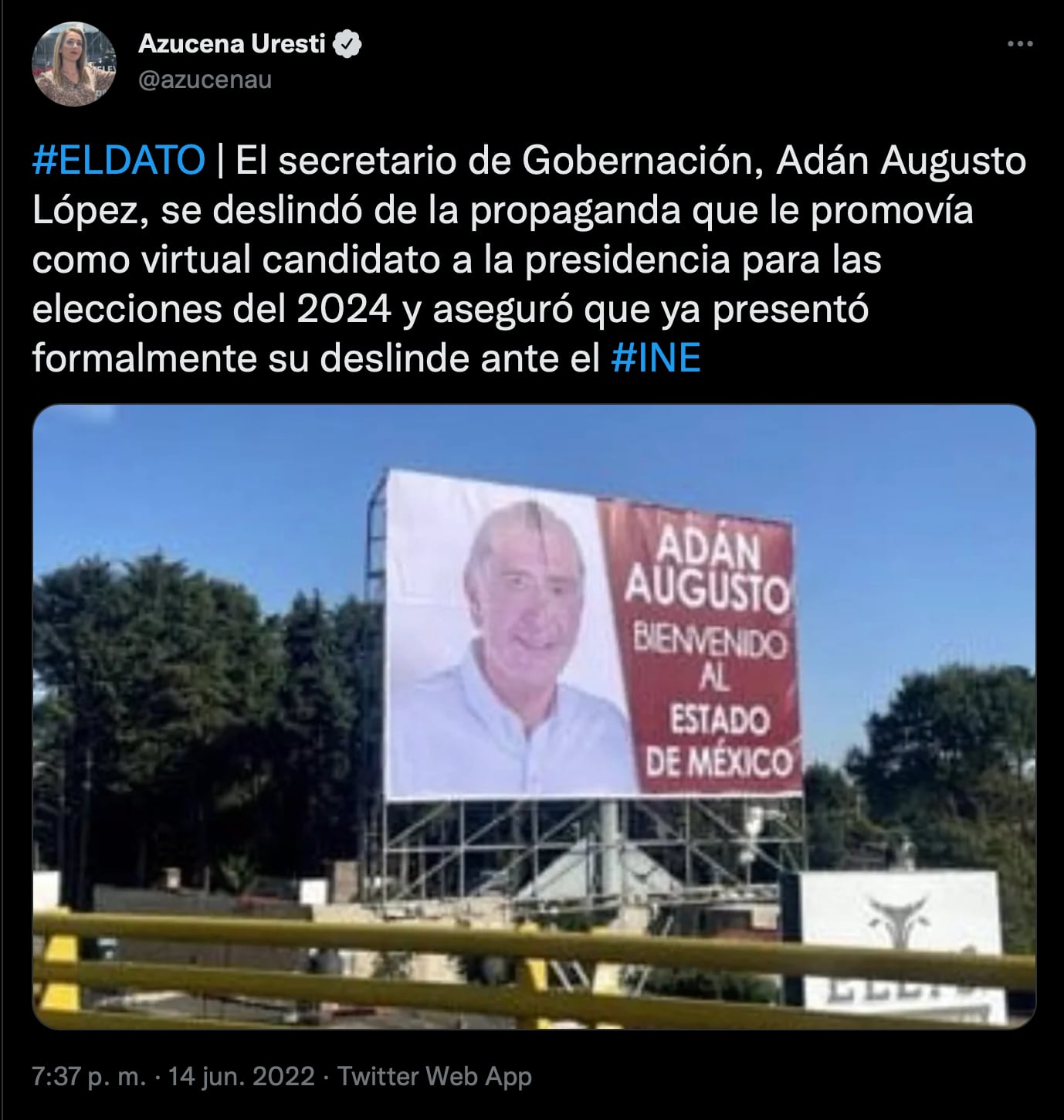 Adán Augusto López se deslinda de propaganda que lo promueve como candidato de Morena para las elecciones 2024