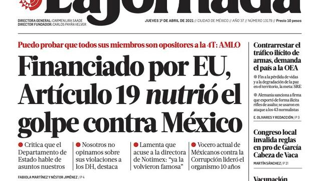 La Jornada, 01 de abril de 2021