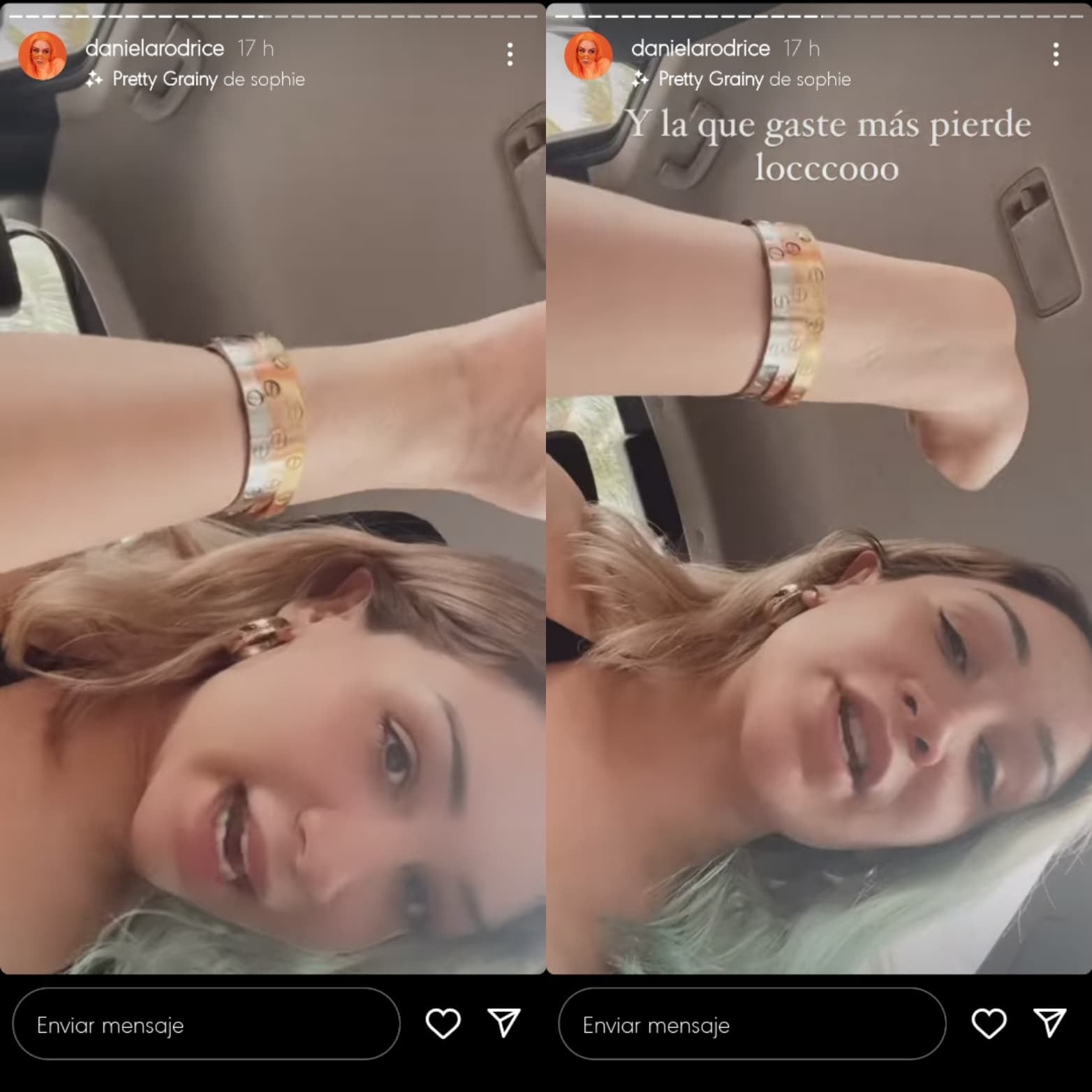 Daniela Rodrice enseña sus pulseras Cartier