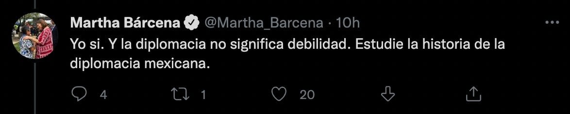 Tuit de Martha Bárcena