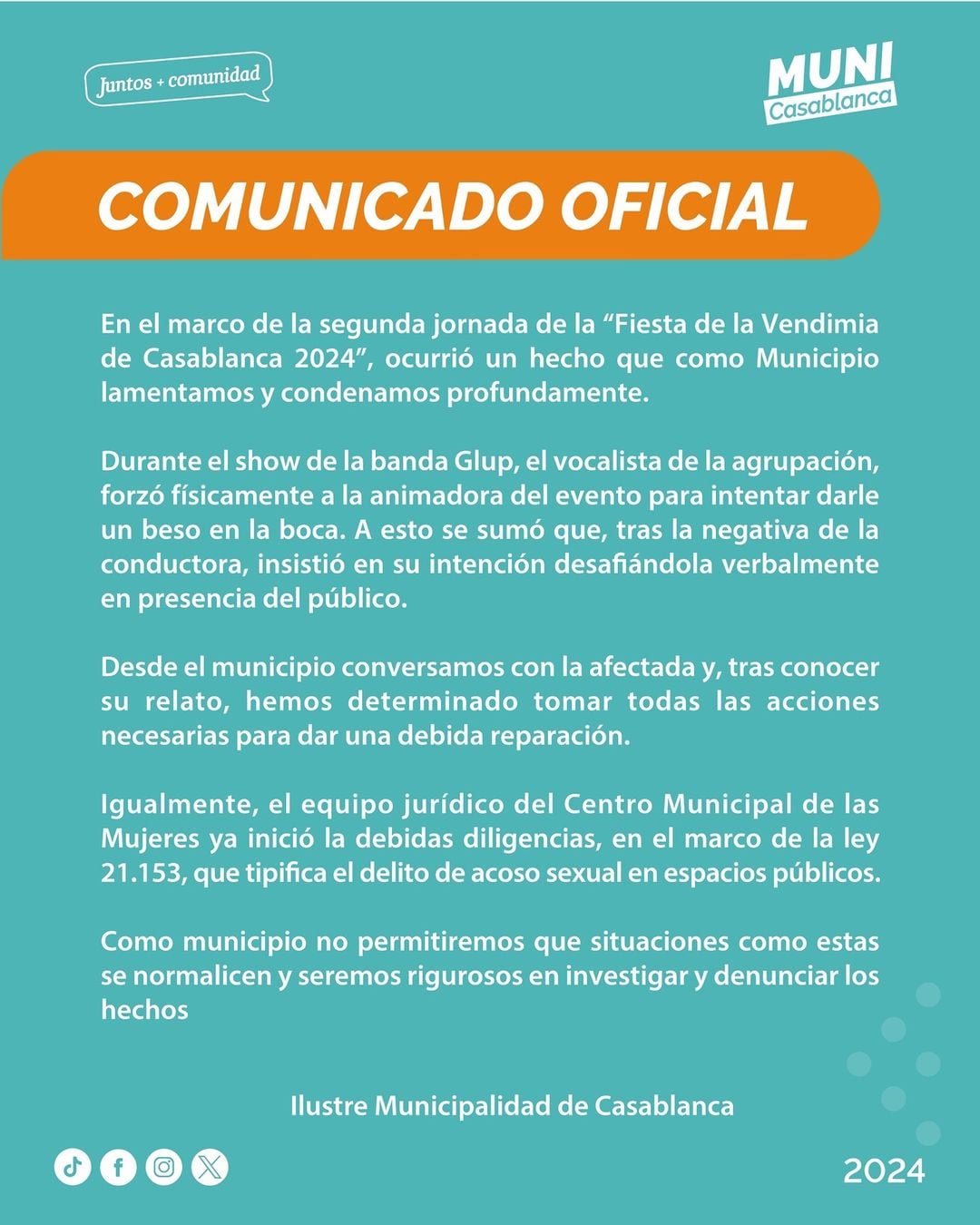 Comunicado sobre Koko Stambuk.