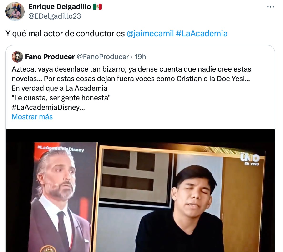 Jaime Camil decepciona su actuación ante la salida de Brandon Valenzuela en La Academia 2024