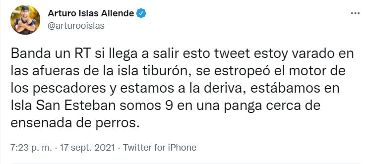 Arturo Islas pide ayuda en Twitter