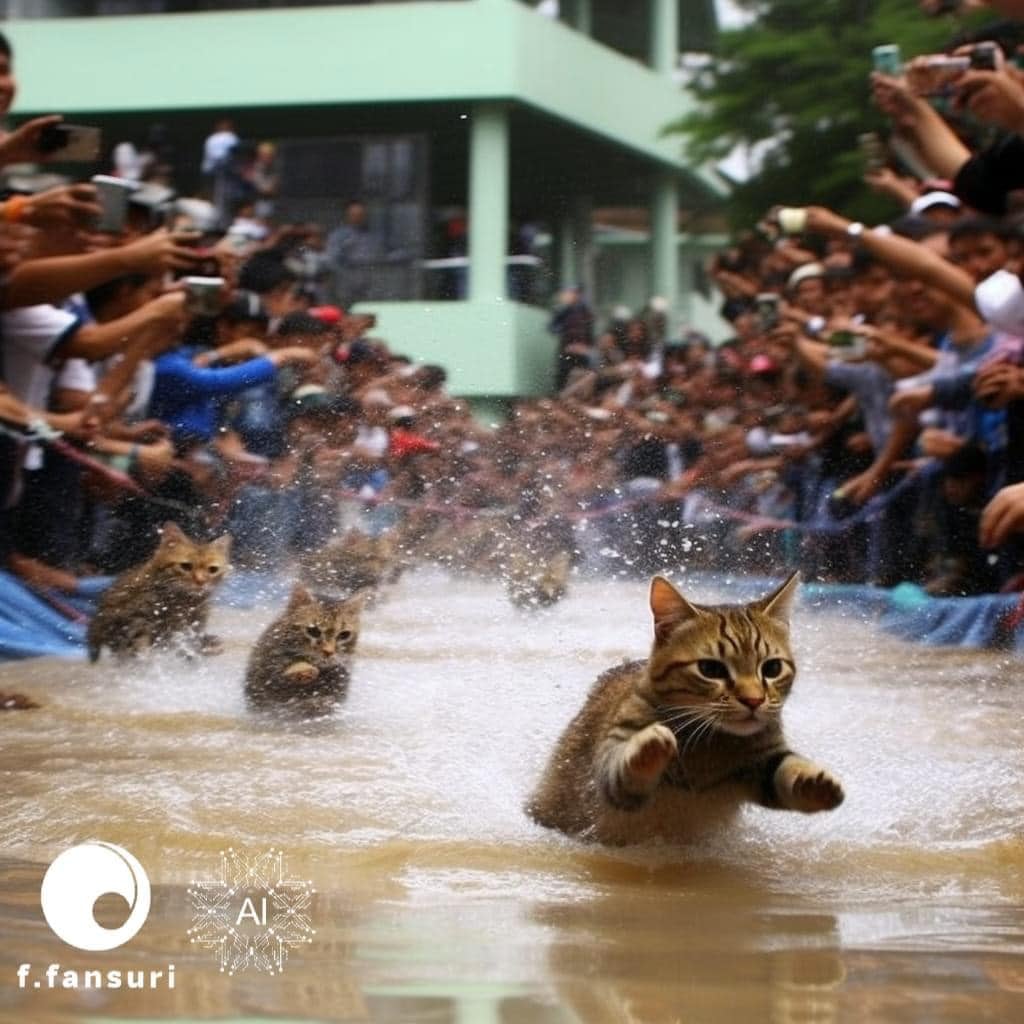 Carrera de gatos hechas por imágenes por inteligencia artificial