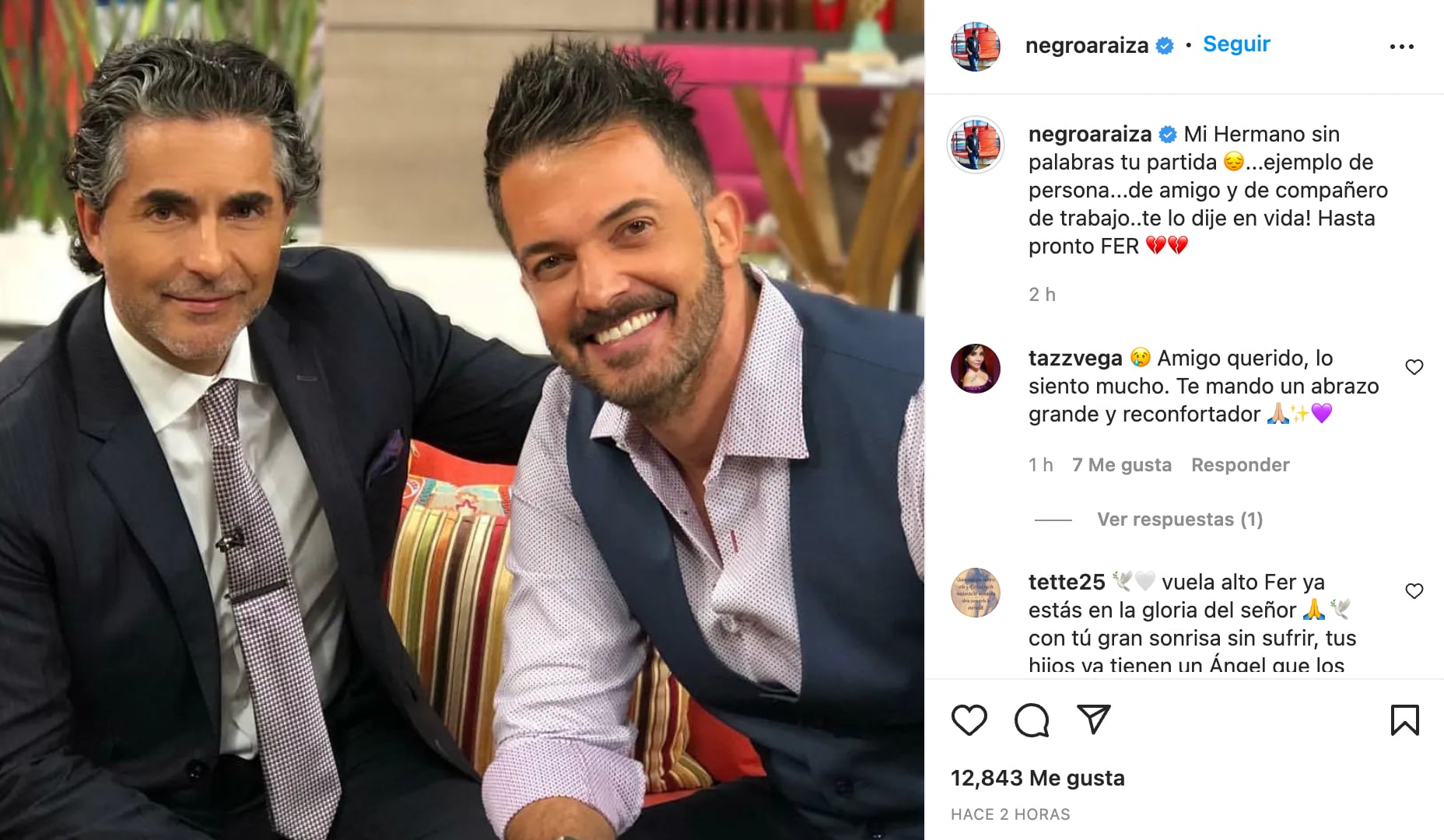 Raúl Araiza le dedicó un tierno mensaje a Fernando del Solar