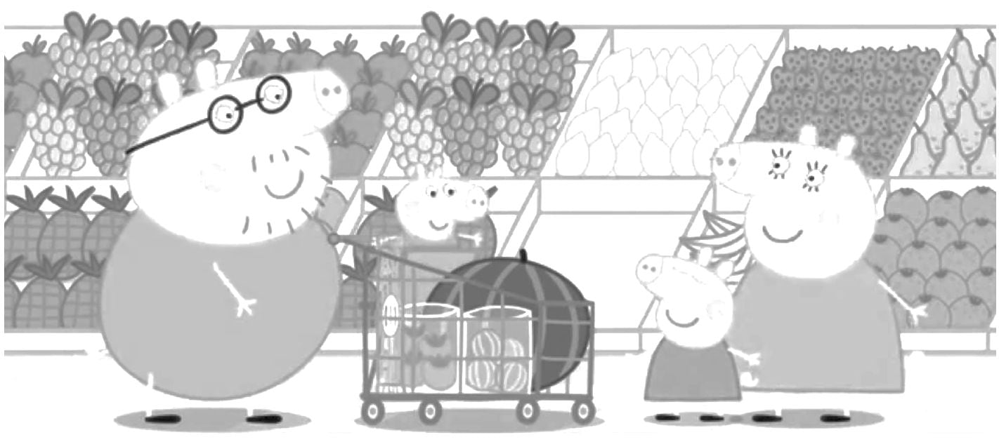 Dibujos de Peppa Pig de compras para colorear