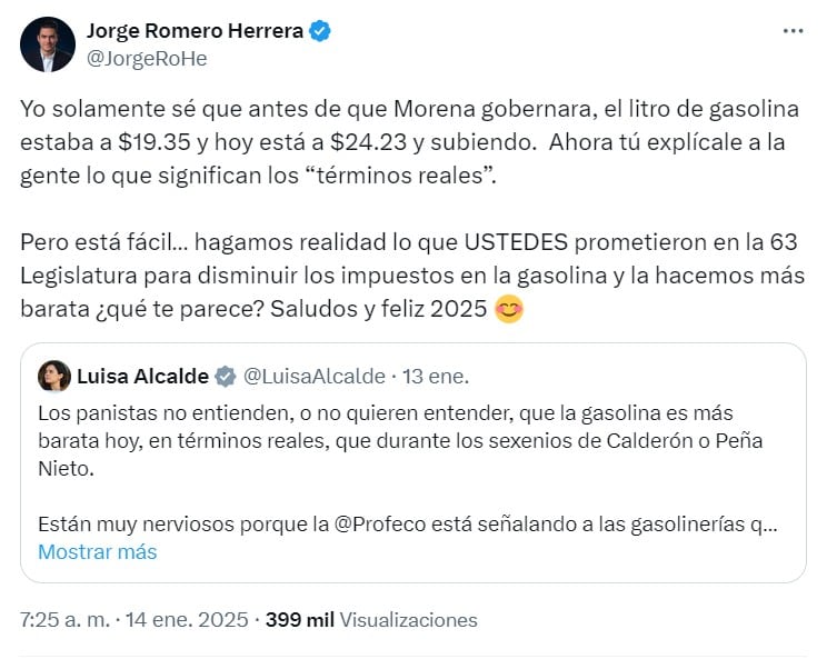 Jorge Romero y el precio de la gasolina