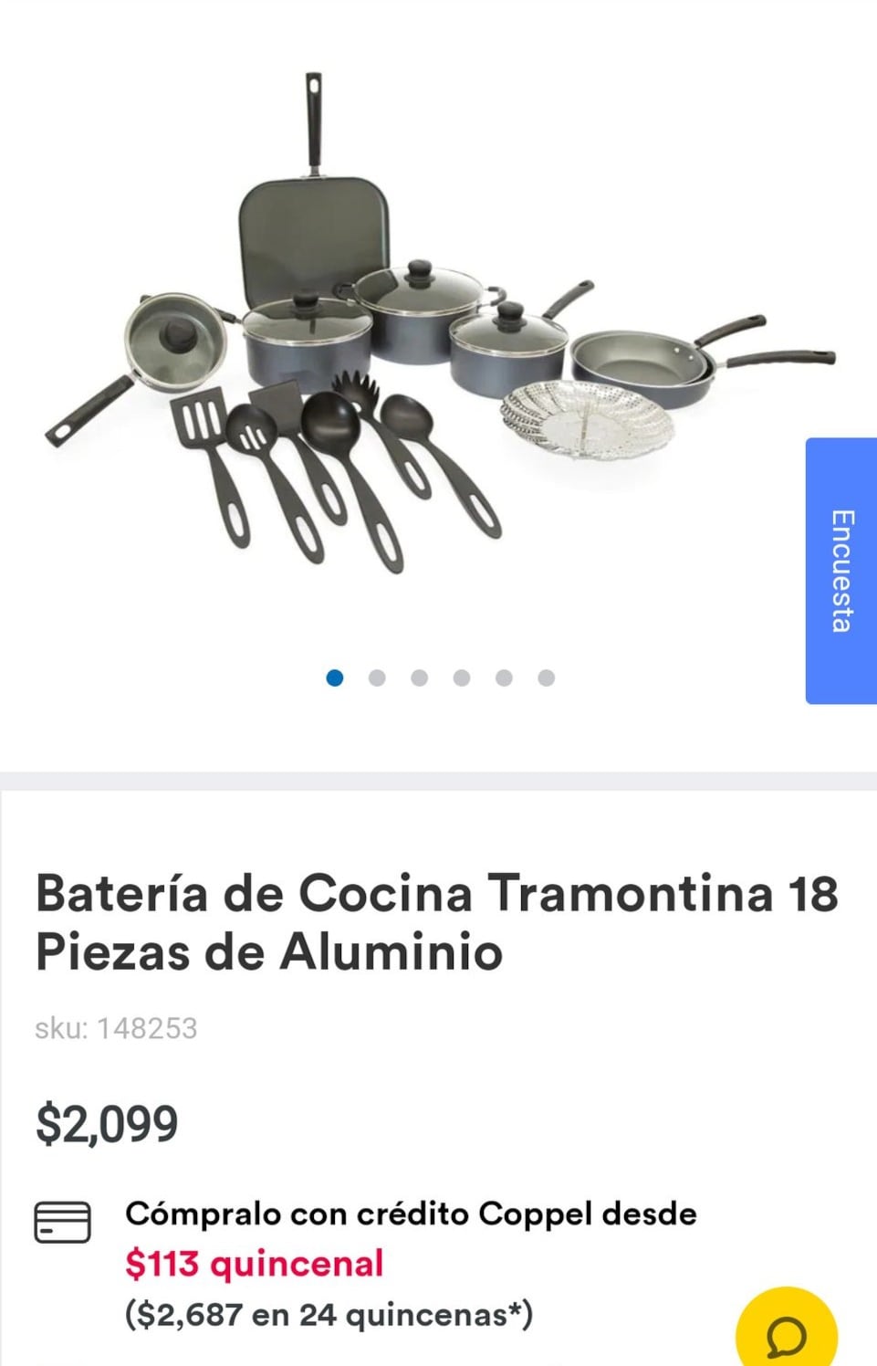 Precio original de la batería de cocina