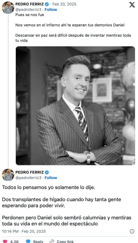 Pedro Ferriz Hijar asegura que Daniel Bisogno fue una mala persona
