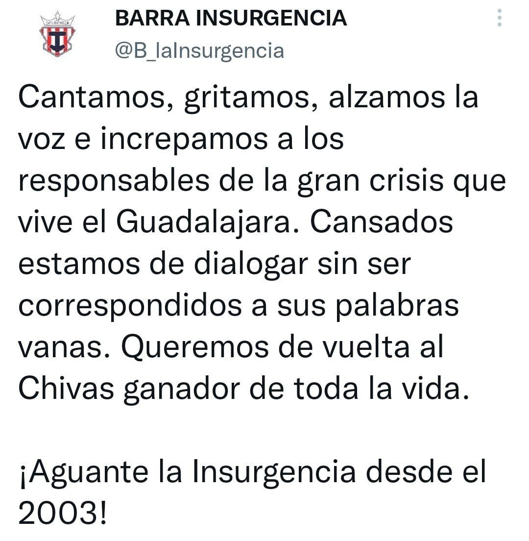 Publicación de la barra de Chivas