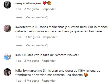Comentarios Instagram sobre las Donas de Hello Kitty de Krispi Kreme