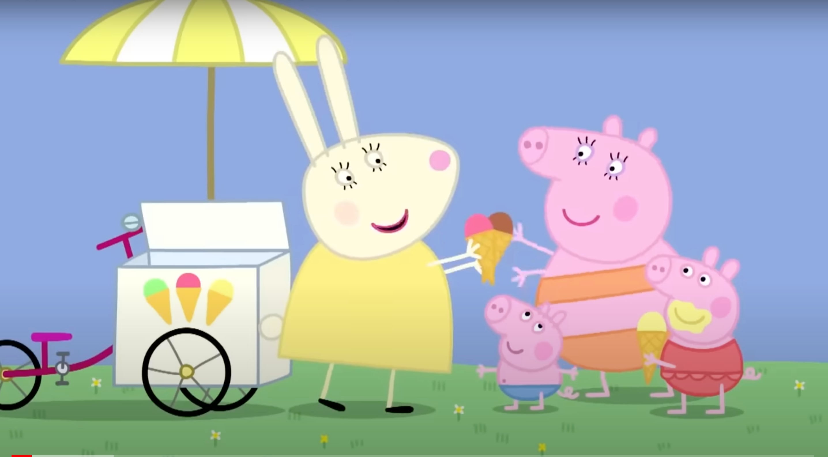 Peppa Pig y George con su paleta de dinosaurio