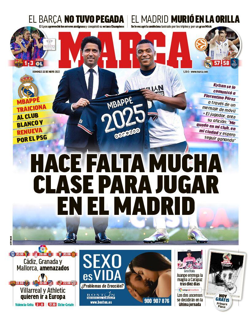 Marca reventó a Kylian Mbappé por firmar con el PSG y no con el Real Madrid.