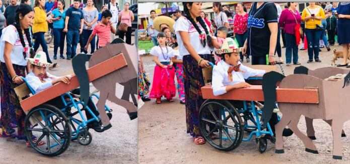 Convirtió su silla de ruedas en carreta con caballos