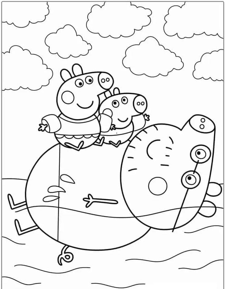 Dibujos de Peppa Pig de vacaciones para colorear