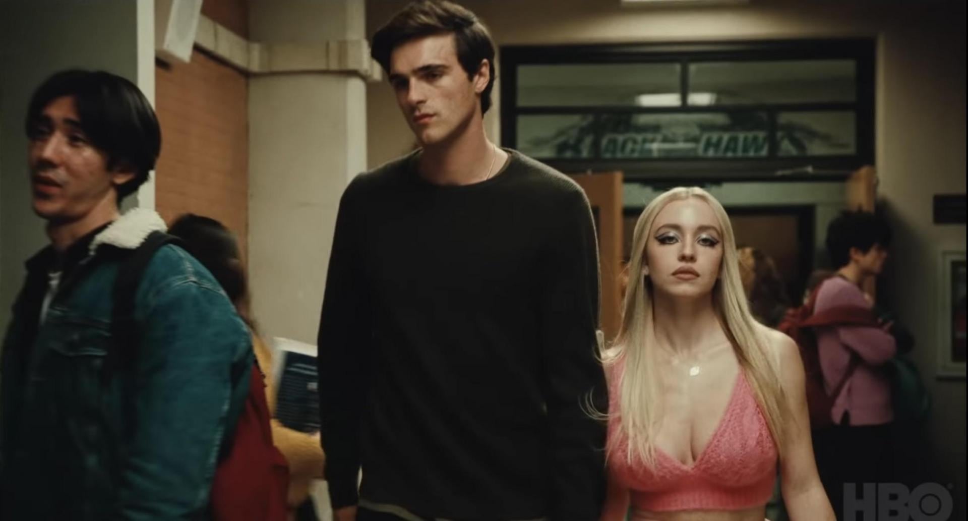 Jacob Elordi con Sydney Sweeney en Euphoria