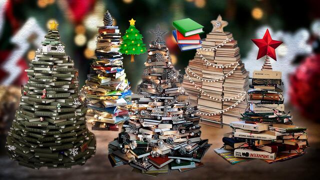 Árbol de Navidad con libros