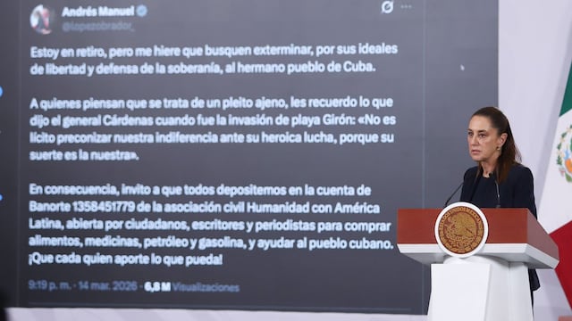 Claudia Sheinbaum, presidenta de México, mostró el mensaje del ex presidente de México, Andrés Manuel López Obrador, sobre su postura respecto a la situación que está viviendo Cuba