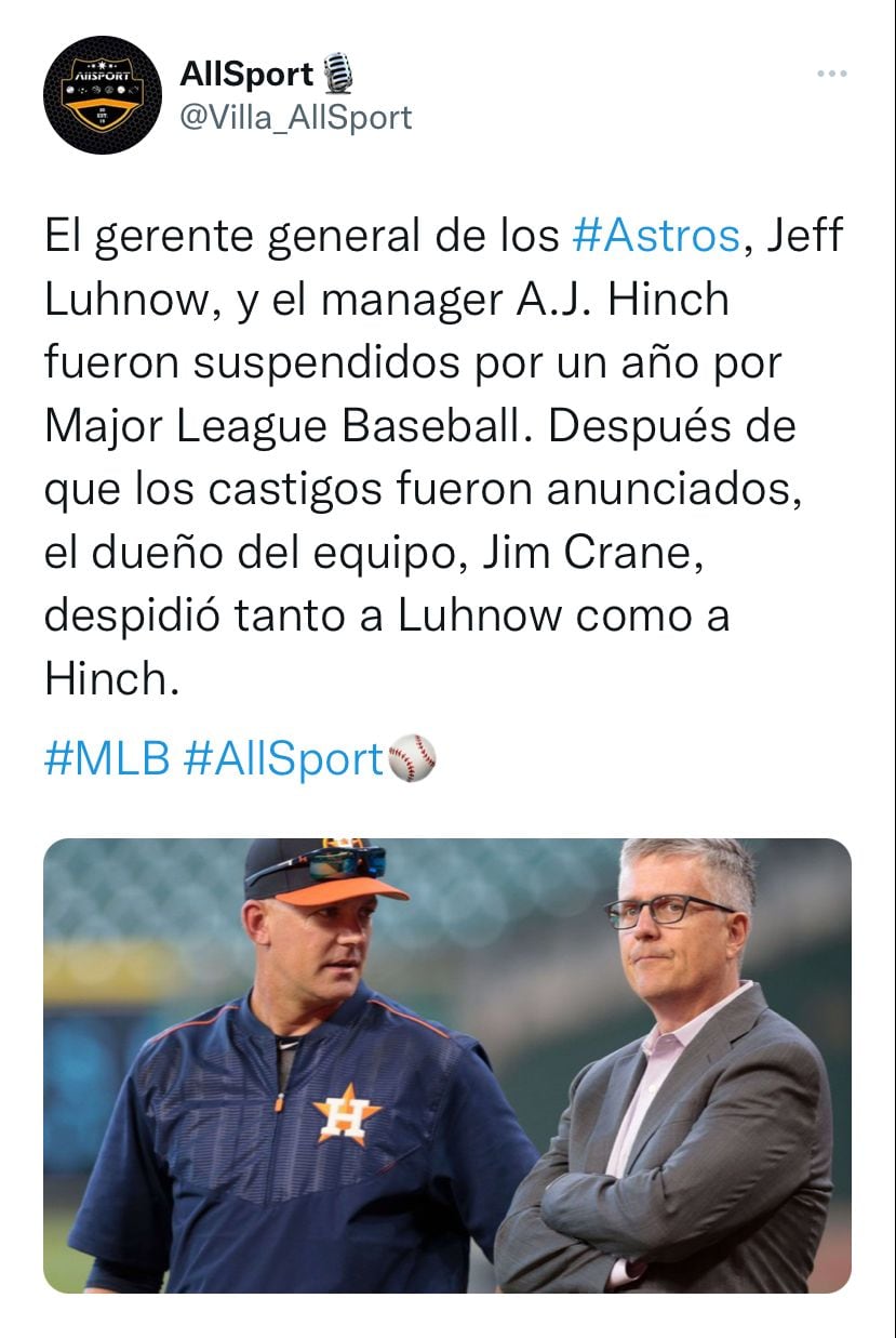 Jeff Lunhow fue despedido de la gerencia general de los Houston Astros tras darse a conocer la polémica.