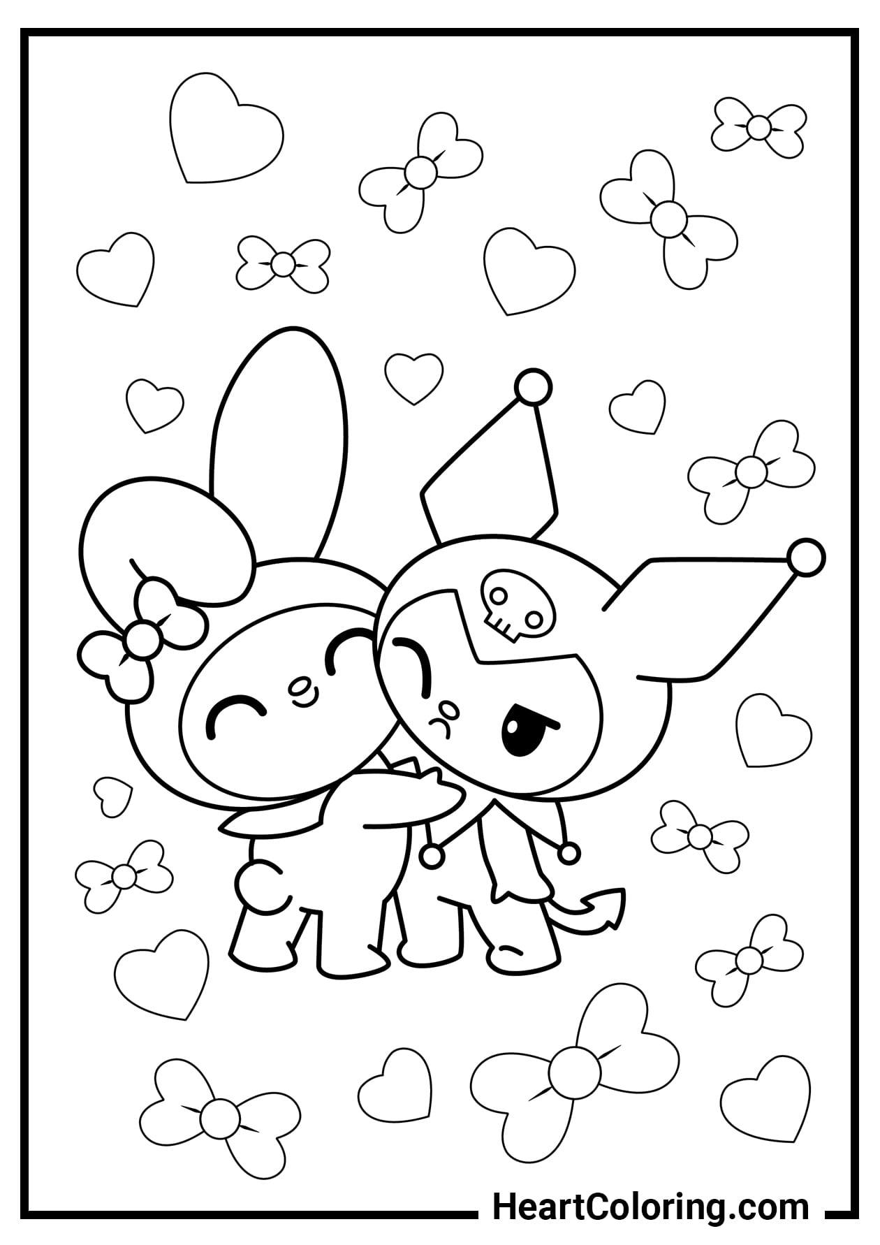 Dibujos de My Melody y Kuromi, amigas de Hello Kitty