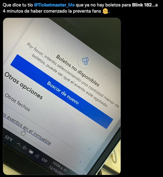 Usuarios reportan que no hay boletos para Blink 182.