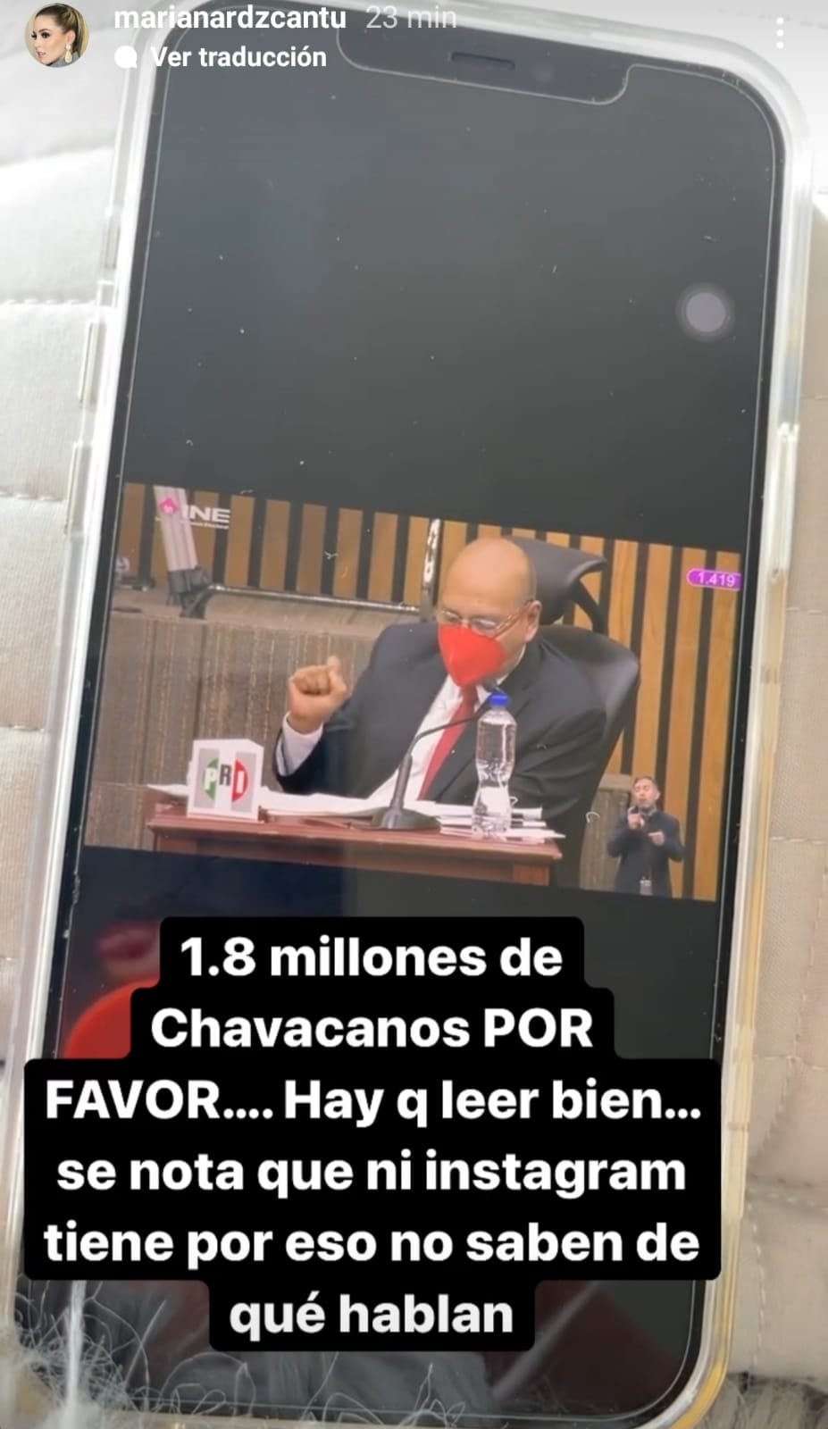 Mariana Rodríguez transmitió la sesión del INE